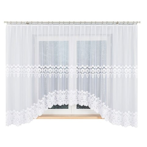 DARIA Firanka żakardowa odpasowana, szerokość 350 x wysokość 175cm, kolor 001 biały 018982/FOL/001/000171/1