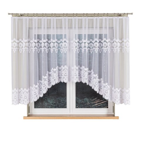 DARIA Firanka żakardowa odpasowana, szerokość 400 x wysokość 140cm, kolor 001 biały 018982/FOL/001/000142/1