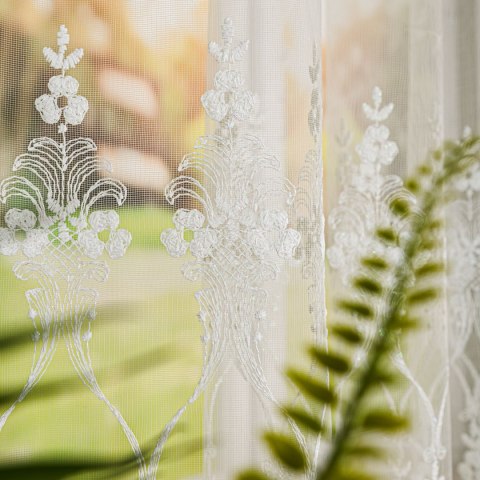 Firanka haftowana na metry FH0036 wysokość 170 cm kolor biały