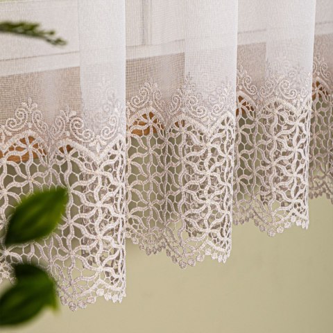 Firanka z aplikacją, wysokość 175cm, kolor 112 biały ze złotym 009423/433/112/000175/1