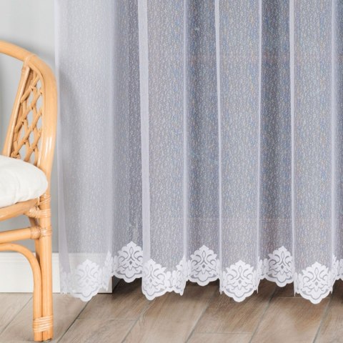 Firanka żakardowa ze wzorem na samym dole, wysokość 230cm, kolor 001 biały 023405/000/001/000230/1