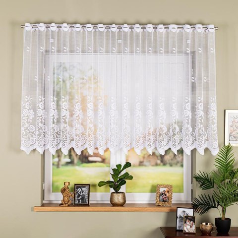 Firanka żakardowa ze wzorem pasowym, wysokość 120cm, kolor 001 biały 044330/000/001/000120/1