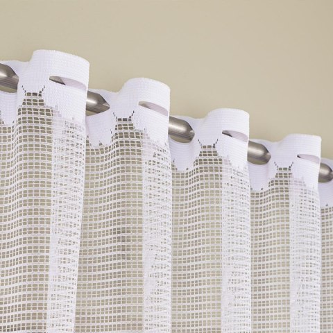 Firanka żakardowa ze wzorem pasowym, wysokość 120cm, kolor 001 biały 044330/000/001/000120/1