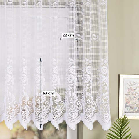 Firanka żakardowa ze wzorem pasowym, wysokość 120cm, kolor 001 biały 044330/000/001/000120/1