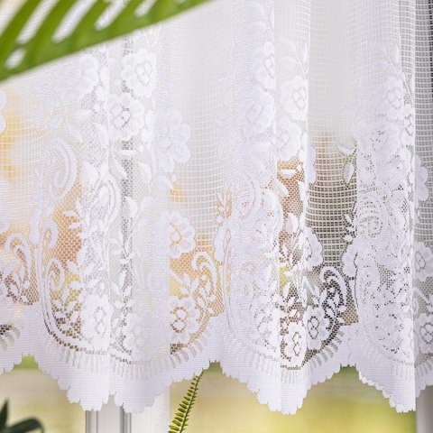 Firanka żakardowa ze wzorem pasowym, wysokość 140cm, kolor 001 biały 044330/000/001/000140/1