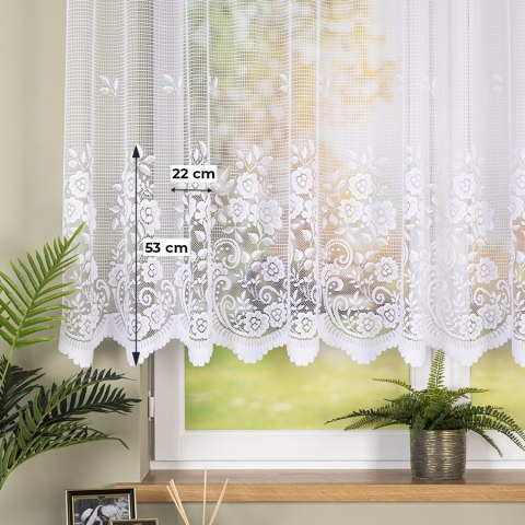 Firanka żakardowa ze wzorem pasowym, wysokość 140cm, kolor 001 biały 044330/000/001/000140/1