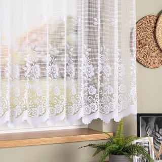 Firanka żakardowa ze wzorem pasowym, wysokość 160cm, kolor 001 biały 044330/000/001/000160/1