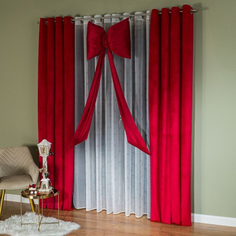 KOKARDA Poduszka welwetowa z wypełnieniem silikonowym, 50x70cm z szarfą 25x290cm, kolor 043 czerwony VELVI0/SIL/043/070290/1