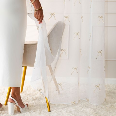 KOKARDKA Firana gotowa na etaminie, haftowana, na srebrnych przelotkach, z ołowianką, szerokość 140 x wysokość 250cm, kolor 002 