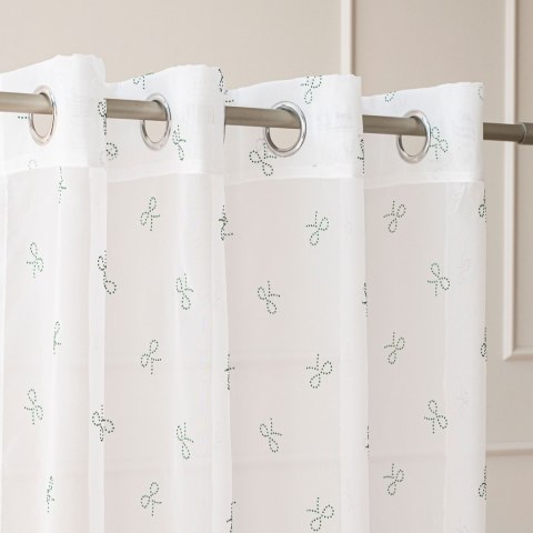 RIBBON Firana gotowa na woalu w diamentowe kokardki, na srebrnych przelotkach, z ołowianką, szerokość 140 x wysokość 250cm, kolo