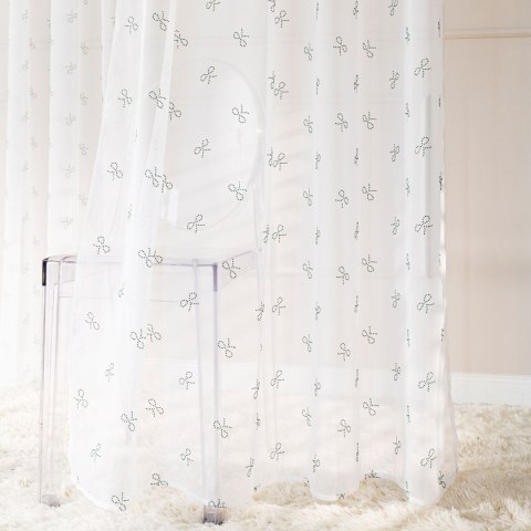 RIBBON Firana gotowa na woalu w diamentowe kokardki, na srebrnych przelotkach, z ołowianką, szerokość 140 x wysokość 250cm, kolo