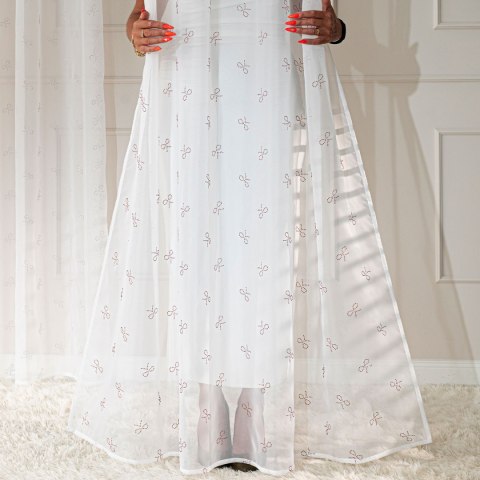 RIBBON Firana gotowa na woalu w diamentowe kokardki, na taśmie, z ołowianką, szerokość 140 x wysokość 250cm, kolor 002 biały z c