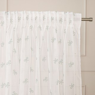 RIBBON Firana gotowa na woalu w diamentowe kokardki, na taśmie, z ołowianką, szerokość 140 x wysokość 250cm, kolor 003 biały z z