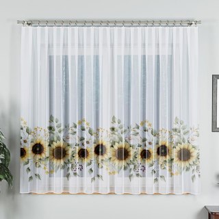 SŁONECZNIKI Firanka z ołowianką WOAL, wysokość 157cm, kolor 001 biały D00311/WOA/001/000157/1