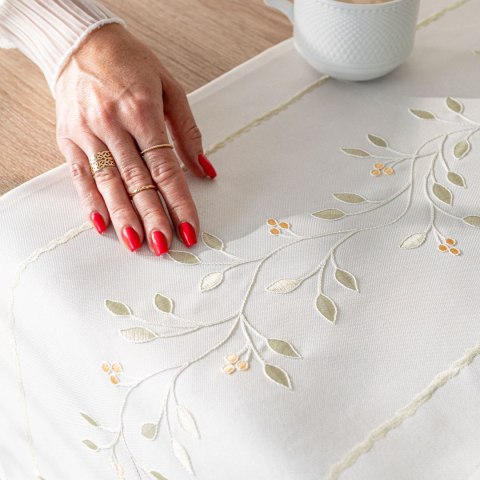 ZIELONA MELODIA Bieżnik z haftem, szerokość 38cm x wysokość 160cm, kolor 001 biały 291829/KSP/L01/038160/1