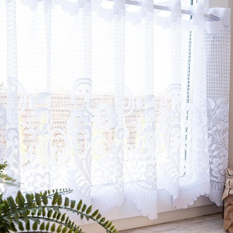 Zazdrostka żakardowa ze wzorem pasowym, wysokość 70cm, kolor 001 biały 044330/000/001/000070/1