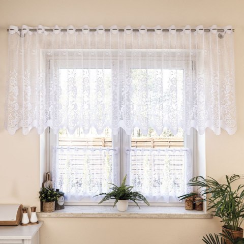 Zazdrostka żakardowa ze wzorem pasowym, wysokość 70cm, kolor 001 biały 044330/000/001/000070/1