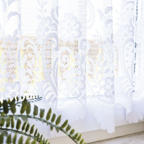 Zazdrostka żakardowa ze wzorem pasowym, wysokość 70cm, kolor 001 biały 044330/000/001/000070/1