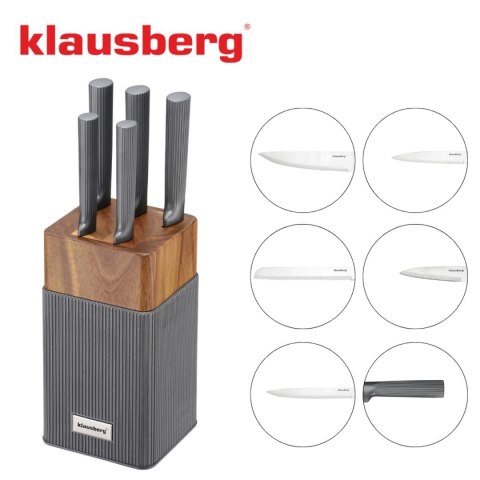 ZESTAW NOŻY W BLOKU AKACJOWYM KLAUSBERG KB-7982