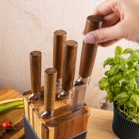 ZESTAW NOŻY W BLOKU AKACJOWYM KLAUSBERG KB-7983