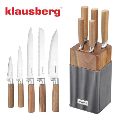 ZESTAW NOŻY W BLOKU AKACJOWYM KLAUSBERG KB-7983