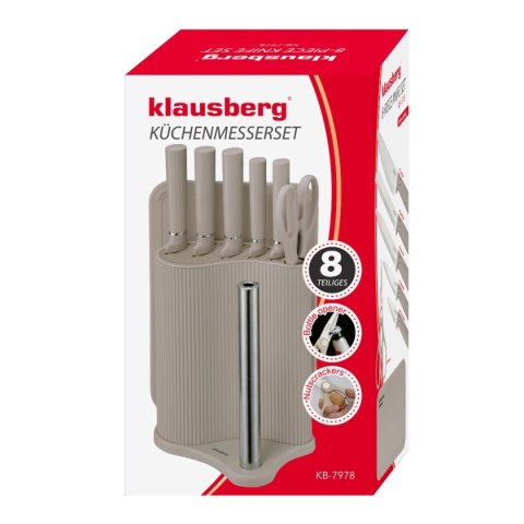 ZESTAW NOŻY W STOJAKU Z DESKĄ I CHWYTEM NA RĘCZNIK KLAUSBERG KB-7979