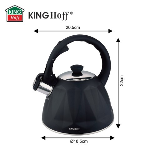 CZAJNIK 2L Z GWIZDKIEM KINGHOFF KH-1997 CZARNY MAT
