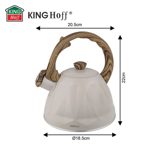 CZAJNIK 2L Z GWIZDKIEM KINGHOFF KH-1998 BEŻOWY MAT
