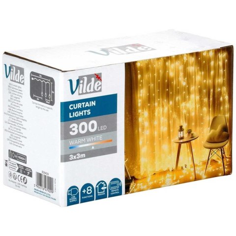 KURTYNA ŚWIETLNA 300 LED 3m Z PILOTEM 839439