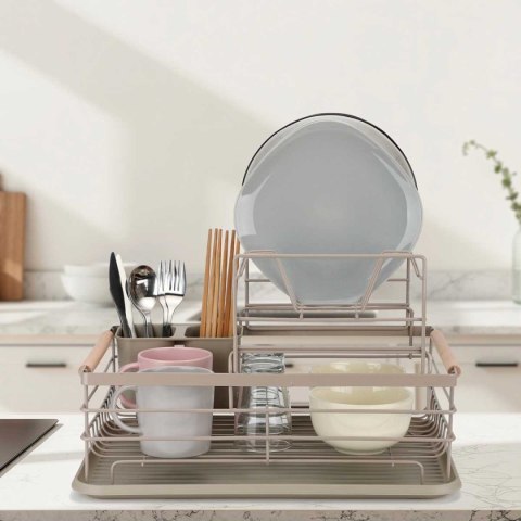 SUSZARKA DO NACZYŃ Z OCIEKACZEM I TACĄ E-8190 BEŻOWA