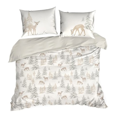ŚWIĄTECZNY KOMPLET POŚCIELI FAWN 160 X 200 CM BIAŁY