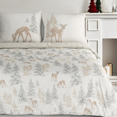 ŚWIĄTECZNY KOMPLET POŚCIELI FAWN 220 X 200 CM BIAŁY
