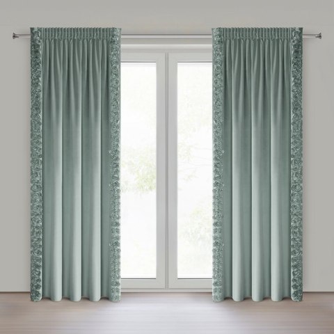 ZASŁONA GOTOWA ROSES 14 NA TAŚMIE 140 X 270 CM MIĘTOWY