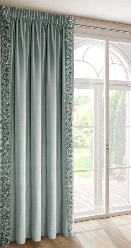 ZASŁONA GOTOWA ROSES 14 NA TAŚMIE 140 X 270 CM MIĘTOWY