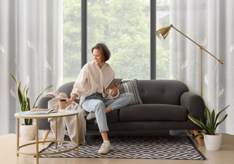 FIRANA GOTOWA AURELIA NA TAŚMIE 140 X 270 CM KREMOWY