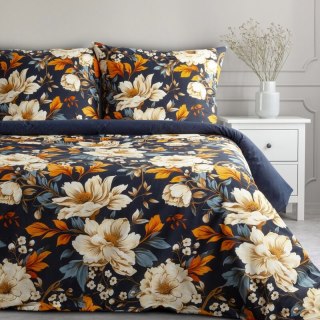 KOMPLET POŚCIELI BAWEŁNIANEJ FIORA 140 X 200 CM GRANATOWY
