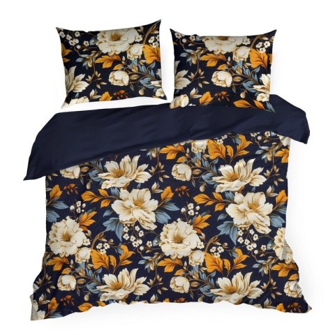 KOMPLET POŚCIELI BAWEŁNIANEJ FIORA 140 X 200 CM GRANATOWY