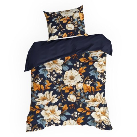 KOMPLET POŚCIELI BAWEŁNIANEJ FIORA 220 X 200 CM GRANATOWY