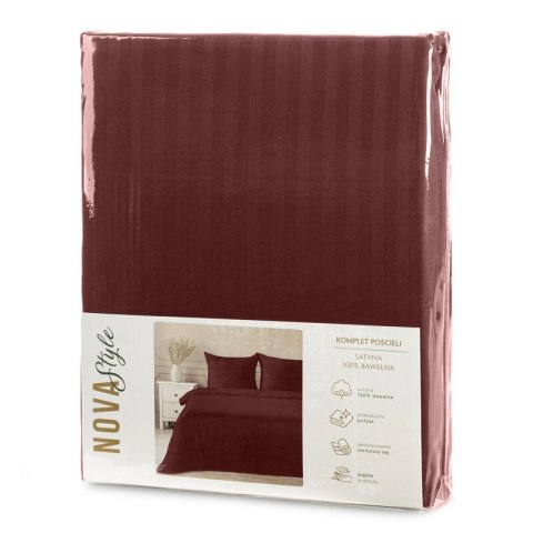 KOMPLET POŚCIELI SATYNOWEJ VERA 160 X 200 CM BURGUNDOWY