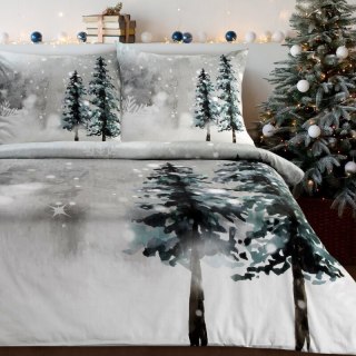 ŚWIĄTECZNY KOMPLET POŚCIELI FOREST 220 X 200 CM JASNOSZARY