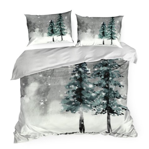 ŚWIĄTECZNY KOMPLET POŚCIELI FOREST 220 X 200 CM JASNOSZARY