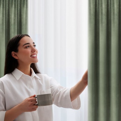 ZASŁONA GOTOWA D91 ROSA NA TAŚMIE 135 X 300 CM OLIWKOWY