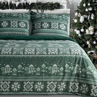 ŚWIĄTECZNY KOMPLET POŚCIELI CLOVER 140 X 200 CM CIEMNOZIELONY