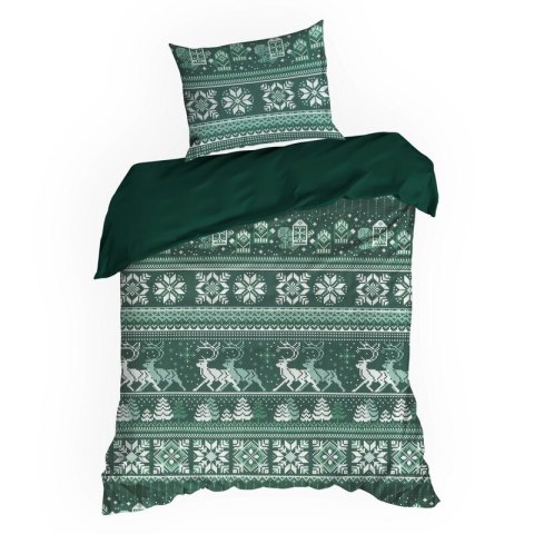 ŚWIĄTECZNY KOMPLET POŚCIELI CLOVER 140 X 200 CM CIEMNOZIELONY