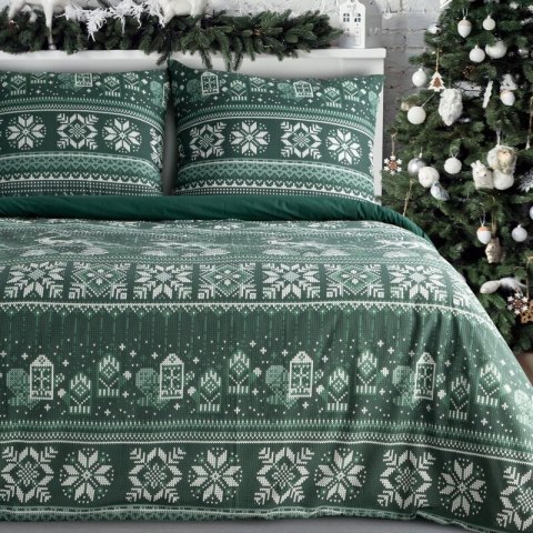ŚWIĄTECZNY KOMPLET POŚCIELI CLOVER 160 X 200 CM CIEMNOZIELONY