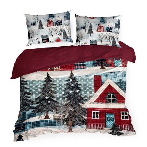 ŚWIĄTECZNY KOMPLET POŚCIELI NIKO 140 X 200 CM CZERWONY