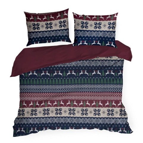 ŚWIĄTECZNY KOMPLET POŚCIELI SKANDY 140 X 200 CM GRANATOWY