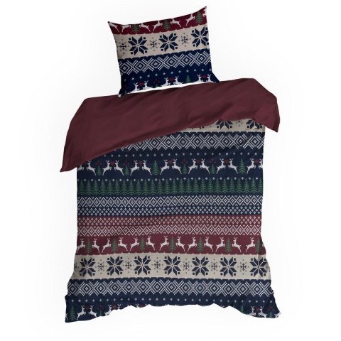 ŚWIĄTECZNY KOMPLET POŚCIELI SKANDY 140 X 200 CM GRANATOWY