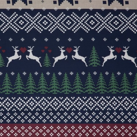 ŚWIĄTECZNY KOMPLET POŚCIELI SKANDY 140 X 200 CM GRANATOWY