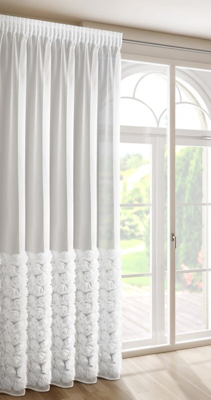 ZASŁONA GOTOWA ROSES 2 NA TAŚMIE 140 X 270 CM BIAŁY